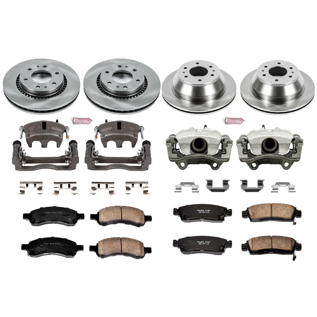 Power Stop KCOE2085B 1-Click OE Replacement Brake Kit with Calipers For Buick Rainier, Chevrolet Trailblazer, GMC Envoy, Isuzu Ascender [Model Specific]