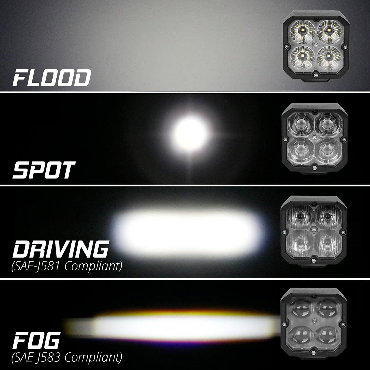 XKGLOW 2PC Cube Light Flood Beam SAE Bluetooth App Control
