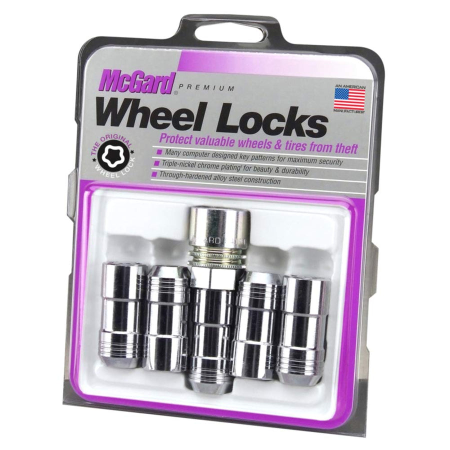 Cone Seat McGard 24510 Wheel Locks (M14 x 1.5 Thread Size), Chrome, 5 Locks / 1 Key