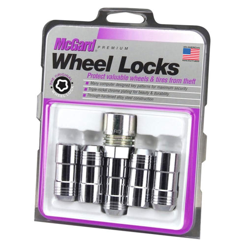 Cone Seat McGard 24510 Wheel Locks (M14 x 1.5 Thread Size), Chrome, 5 Locks / 1 Key