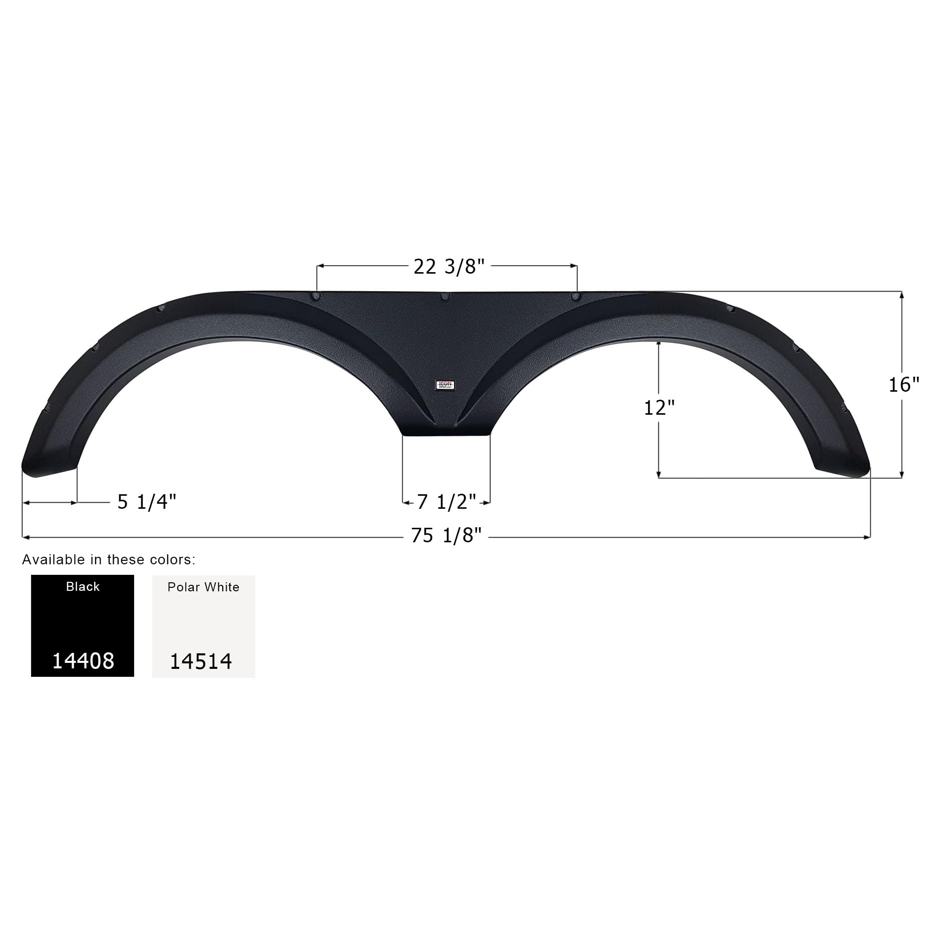 Fender Skirt ICON 14514, Tandem, Forest River, FS4408, Polar White