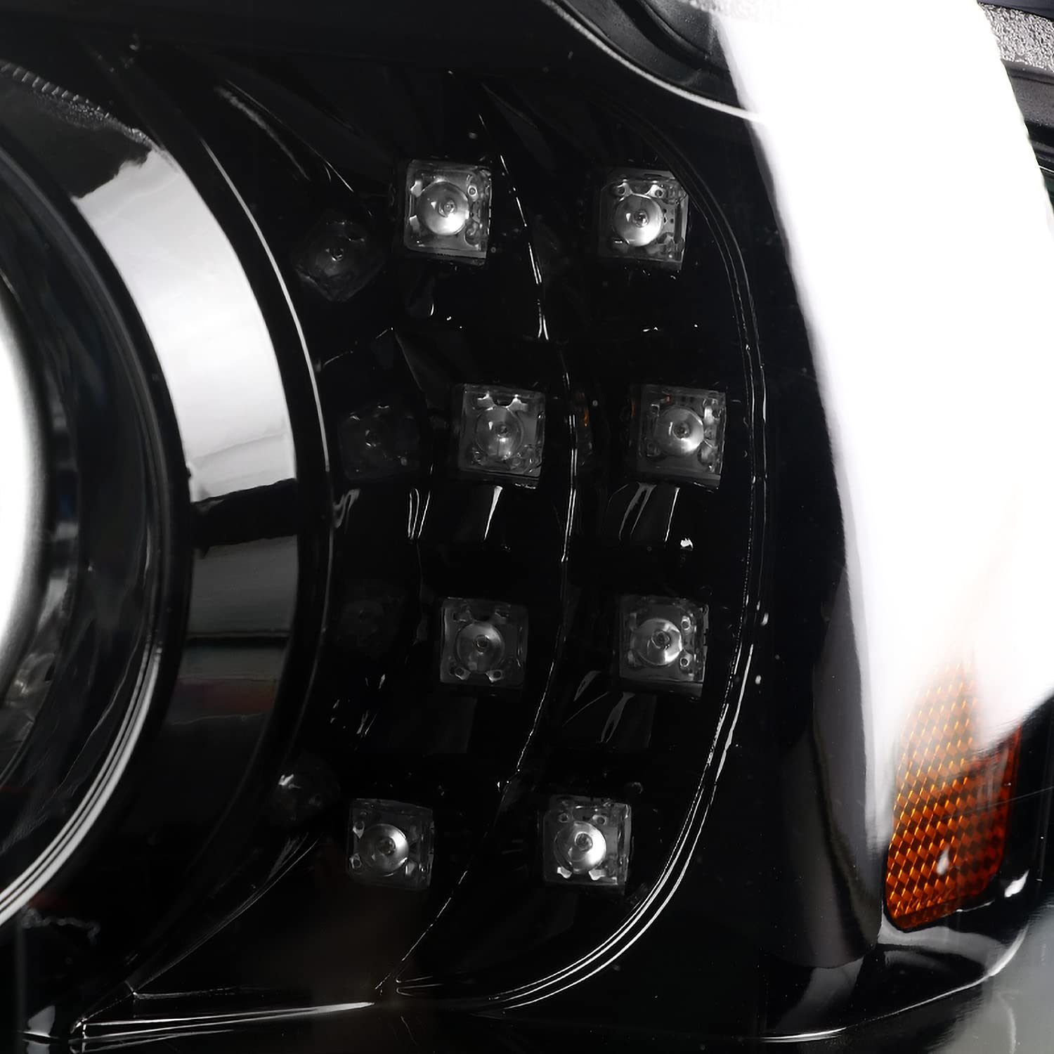 Jet Black SPEC-D TUNING Projector Headlights w/LED Strip and LED Turn Signal Compatible with 2001-2011 Ford Ranger, Left + Right Pair Headlamps Assembly