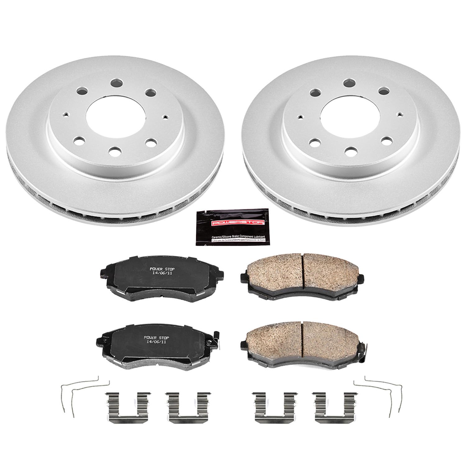 Power Stop Coated Brake Rotor & CRK1087 Ceramic Brake Pads- front
