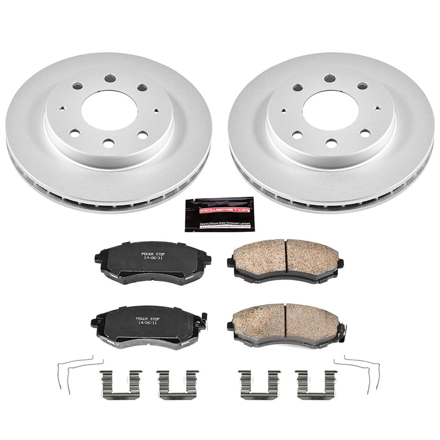 Power Stop Coated Brake Rotor & CRK1087 Ceramic Brake Pads- front