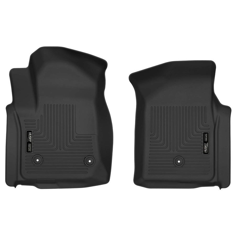 Husky Liners X-act Contour Floor Mats | Fits Chevrolet Silverado & GMC Sierra 1500 2019-2026 & 2020-2026 Chevrolet Silverado & GMC Sierra 2500/3500 Standard CAB | Front Row, 2-pc Black - 54981