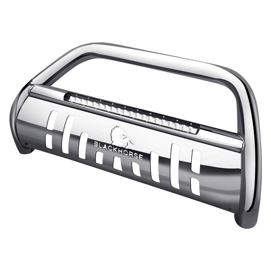 Bull Bar Black Horse Beacon Skid Plate Stainless Steel Compatible with 03-17 Expedition/Navigator|04-24 Ford F-150 (Excl.Heritage Edition and 10-14 F150 Raptor Models)-BE-FOF1S