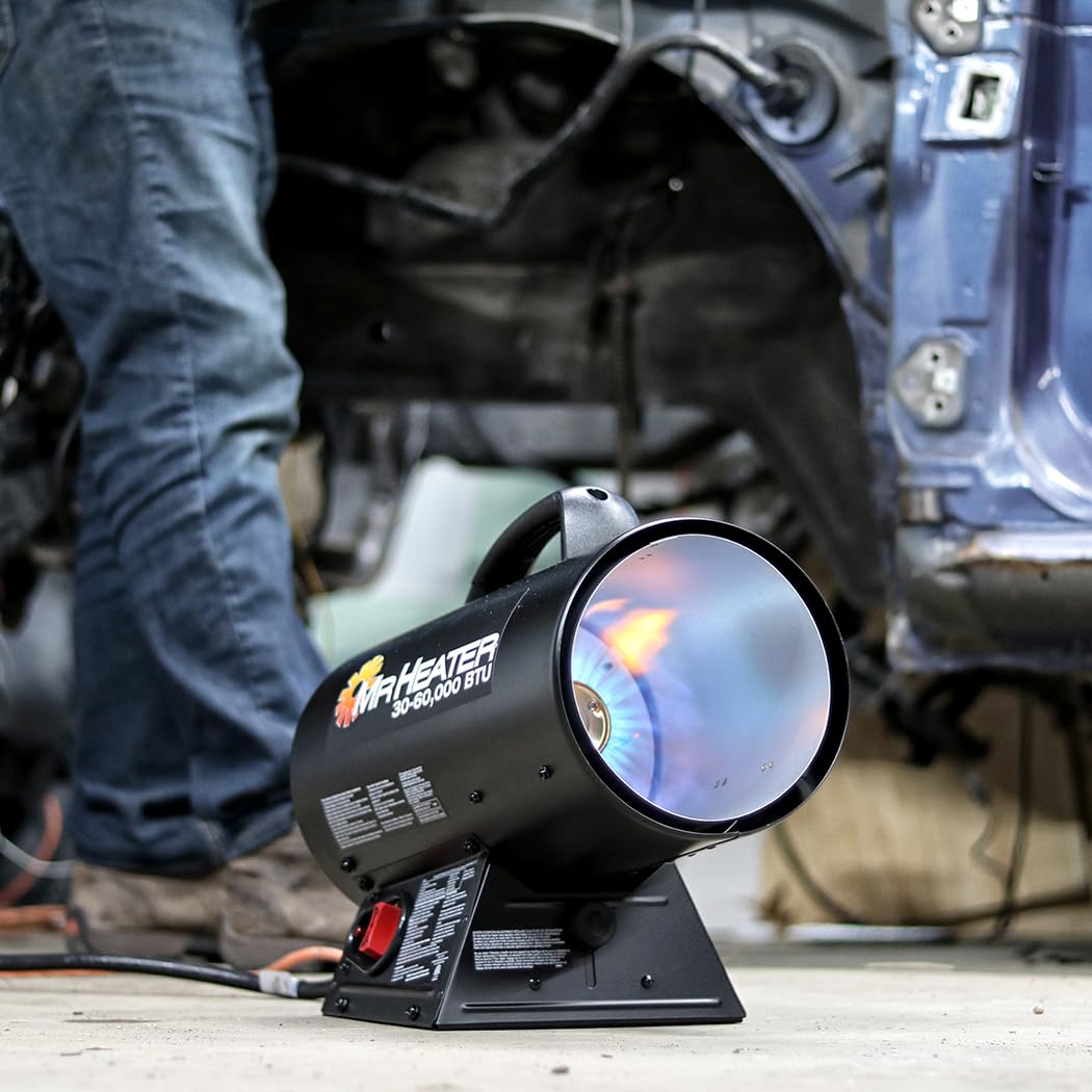 60,000 BTU Mr. Heater MH60QFAV Portable Propane Forced Air Heater, 19.75 x 11.50 inches, black