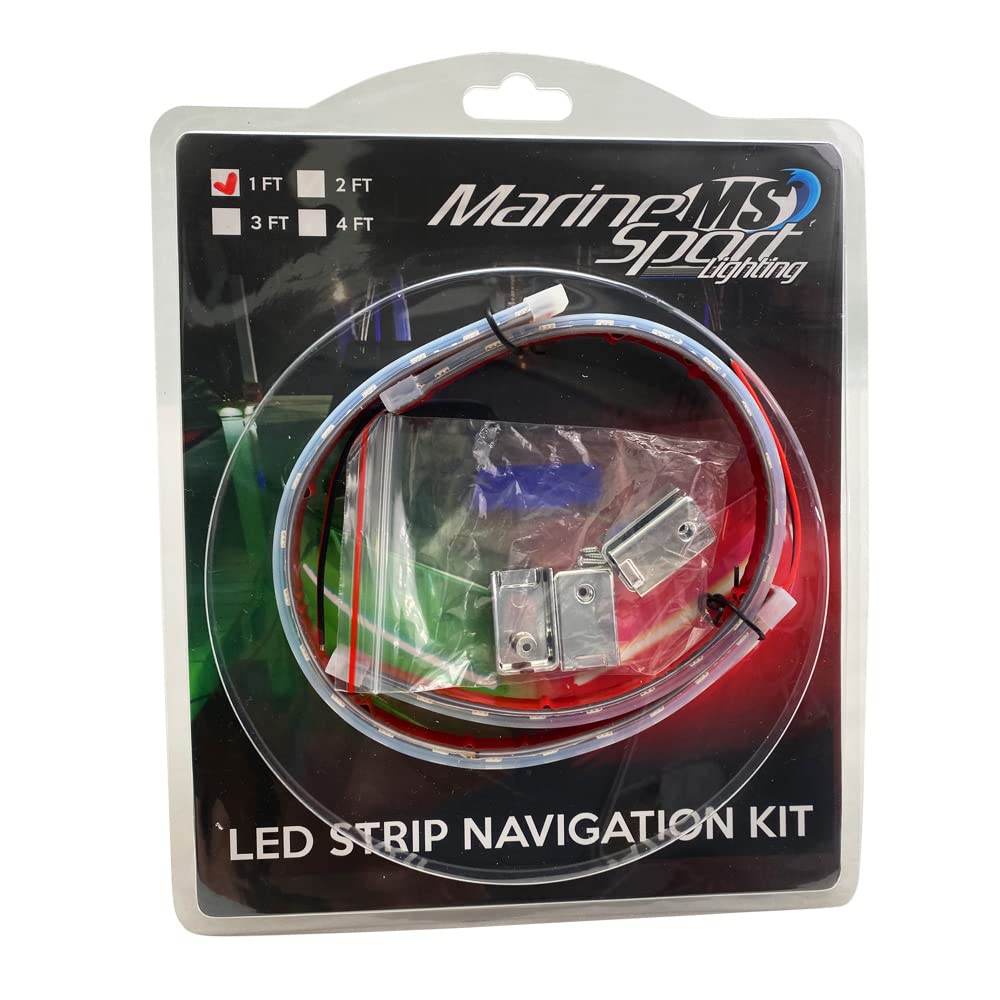 Marine Sport Lighting Bow Light Fit Marine Bow 12in LED Strip Starboard and Port sidelight Nav kit (1FT) MSL1FTSL