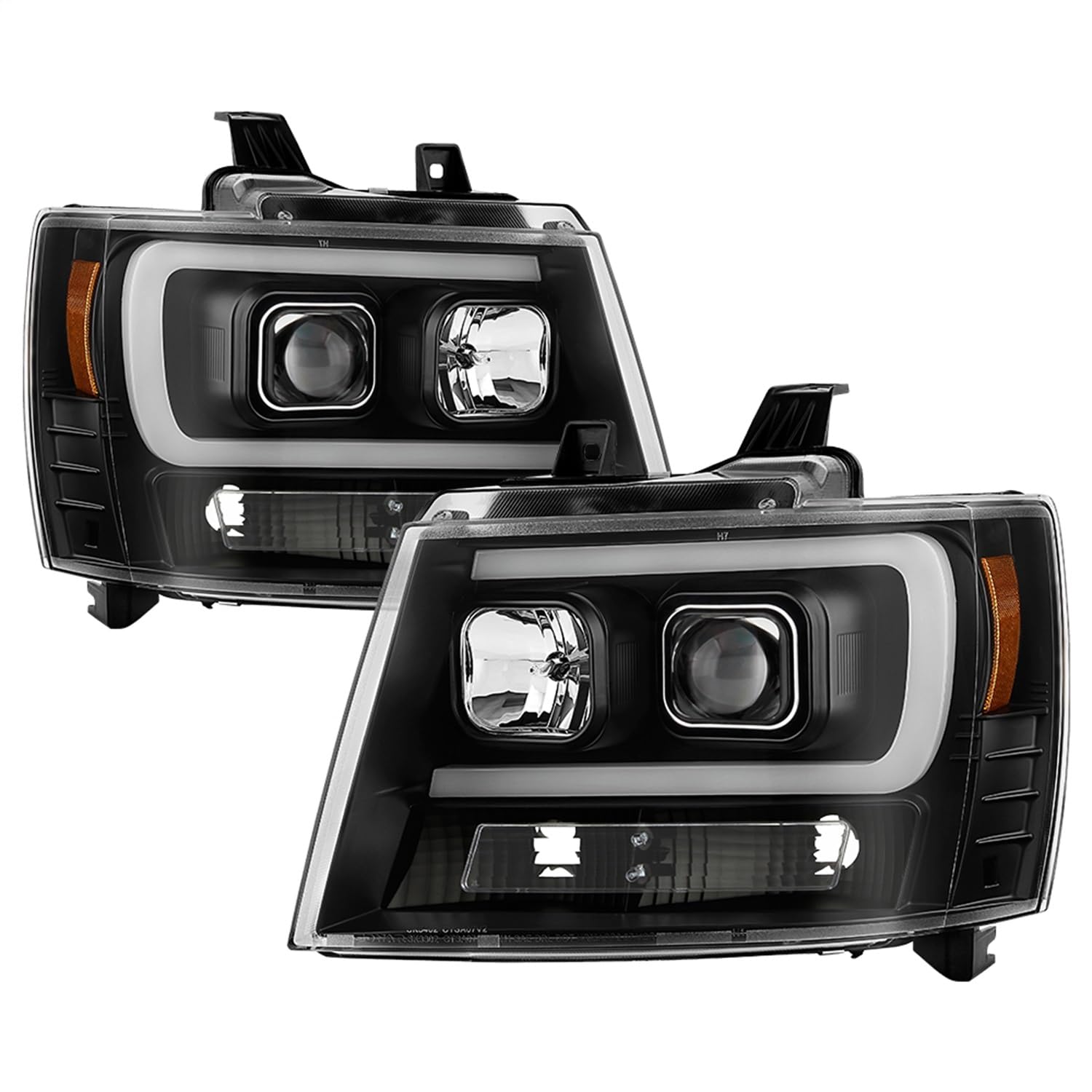 Chevy Suburban Spyder 1500/2500 07-14 Tahoe 07-14 LED Headlights Black PRO-YD-CSUB07V2PL-BK