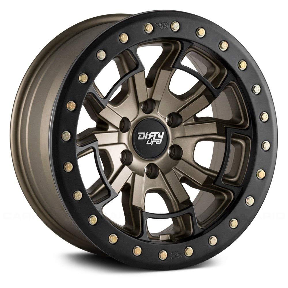 Dirty Life DT-1 Wheel Satin Gold W/Simulated Ring with Alloy Steel (17 x 9. inches /5 x 78 mm, -38 mm Offset)