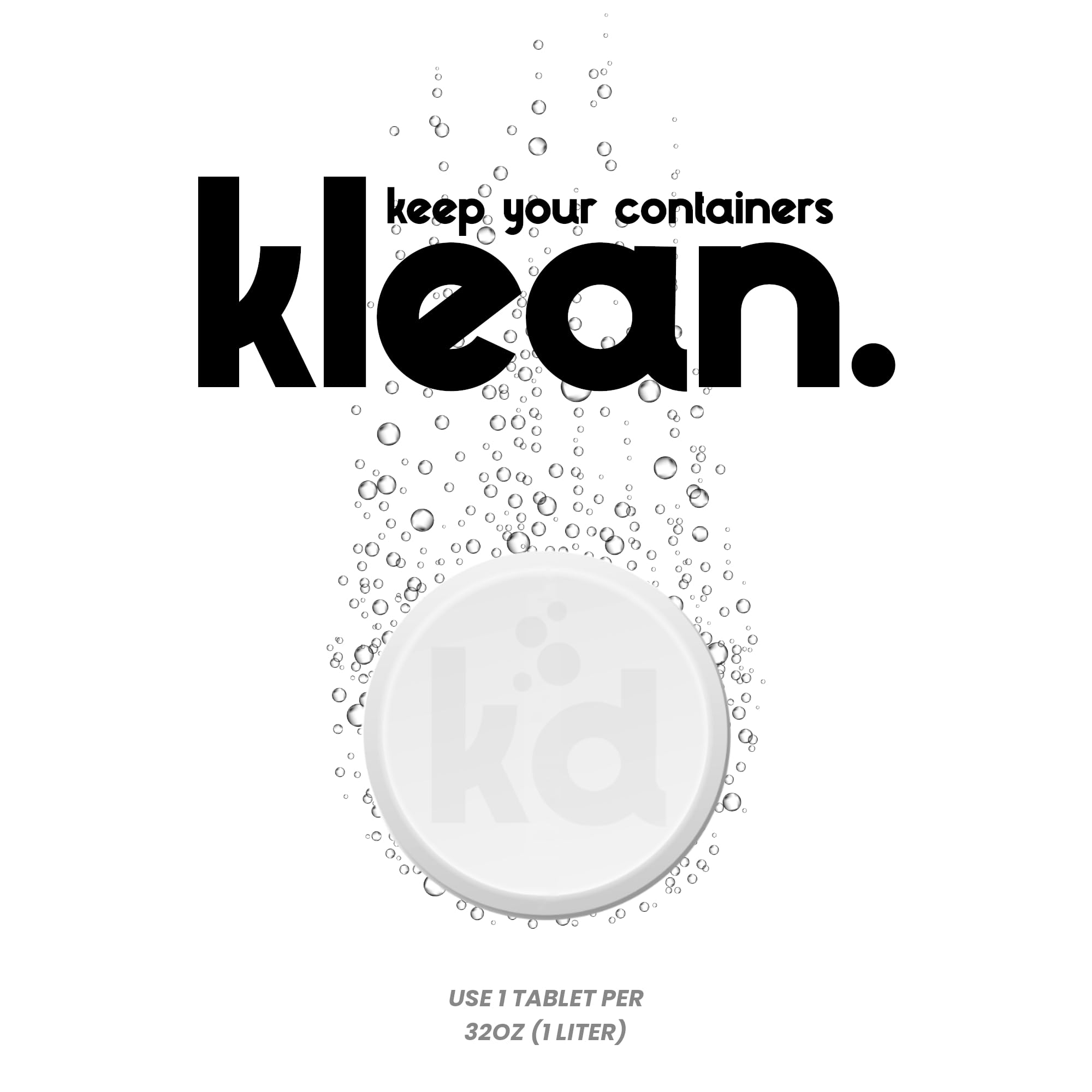 30 Kleandrink Cleaning Tablets – NSF Certified Safe, Eco-Friendly, Clean Stainless Steel, Insulated, Plastic and Reusable Water Bottles, Tumbler, Protein Shaker – Remove Odors and Stains, No Scrubbing