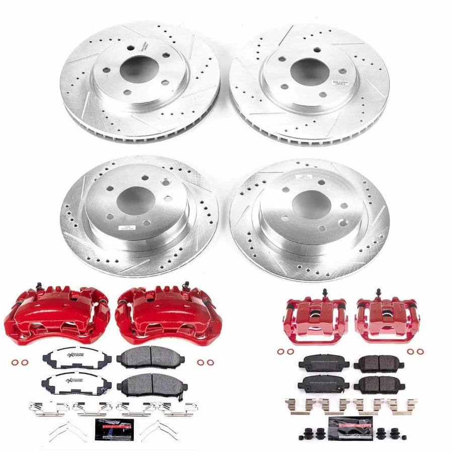 Power Stop Z23 KC8272 Front and Rear Brake Caliper Kit- Rotors, Carbon Ceramic Brake Pads, Calipers For Nissan LEAF 2011-2014 [Model Specific]