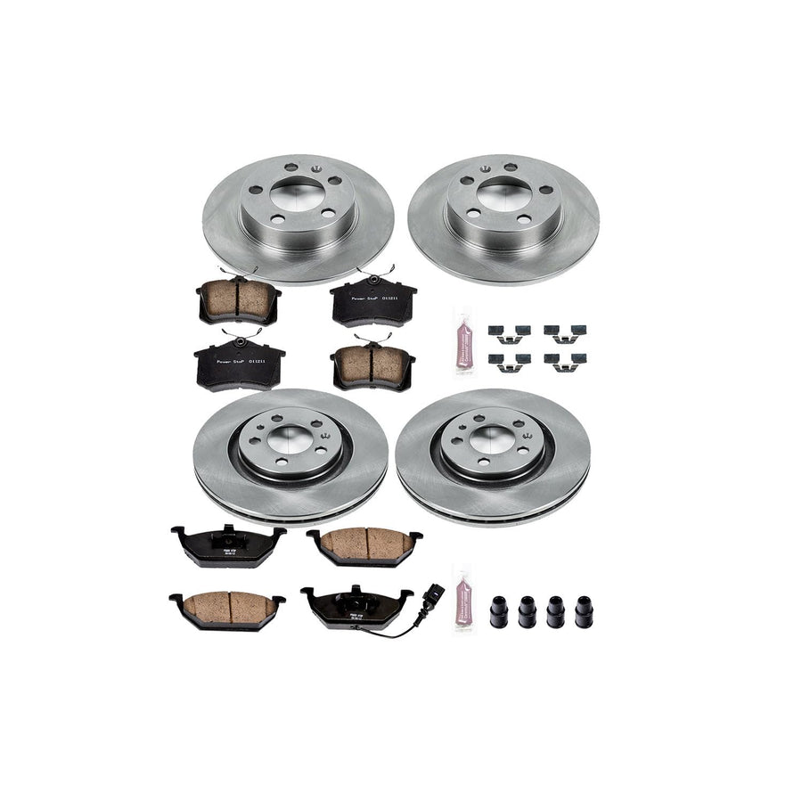 POWERSTOP Autospecialty KOE840 Front and Rear Replacement Brake Kit-OE Brake Rotors & Ceramic Brake Pads For 1999 2000 2001 2002 2003 2004 2005 VW Jetta