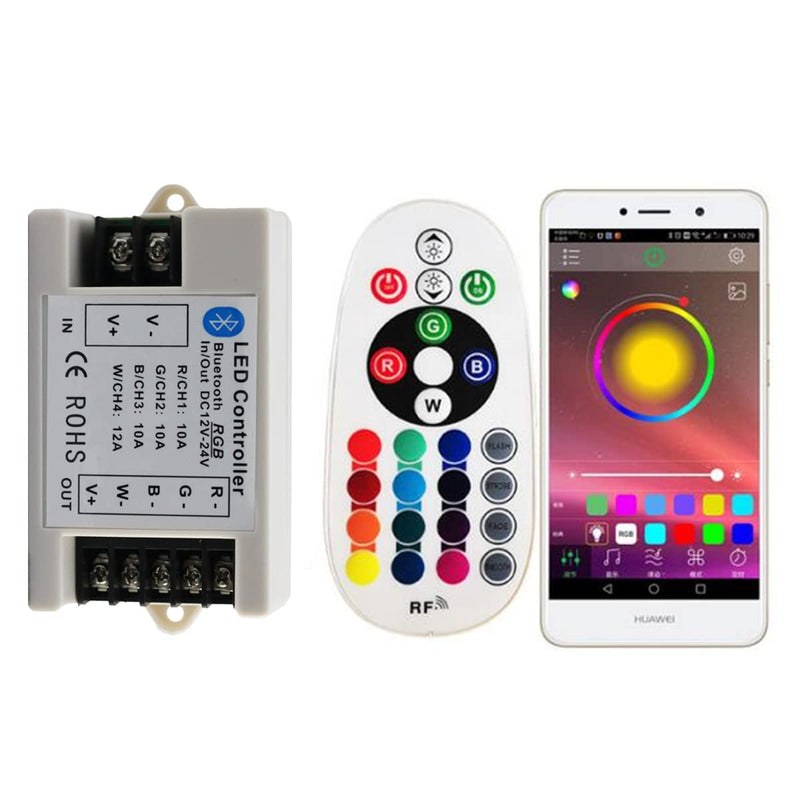 Interior Accent Light Race Sport Lighting Fit 12-Volt Controller Bluetooth RGB Multi-Color Controller 5-24V 30-Amps Remote or App Control RSBHT02
