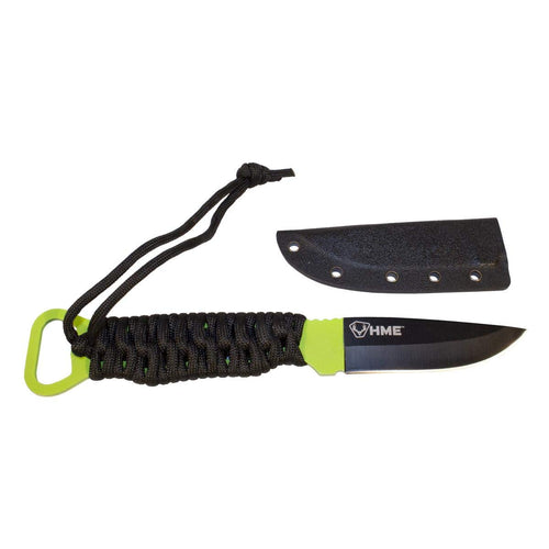 HME Pocket Lightweight Skeleton Knife with Fixed 4.5" Stainless Steel Blade, Nylon Paracord Handle & Kydex Sheath w/Belt Loop for Hunting, Camping, Hiking