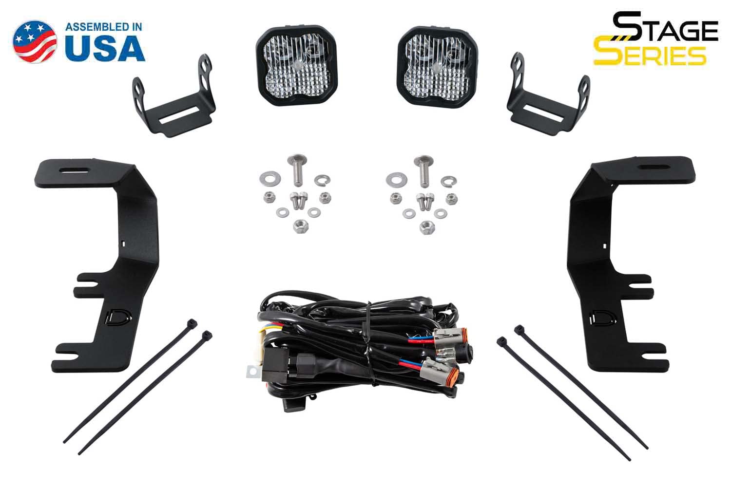 Diode Dynamics Backlit Stage Series Ditch Light Kit compatible with Chevrolet Silverado 1500 2014-2019, SS3 Pro Yellow Combo