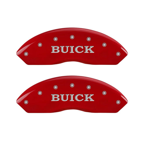 Engraved Front/Shield MGP Caliper Covers (49003SBSHRD) Engraved Rear Caliper Cover with Red Powder Coat Finish and Silver Characters, (Set of 4)