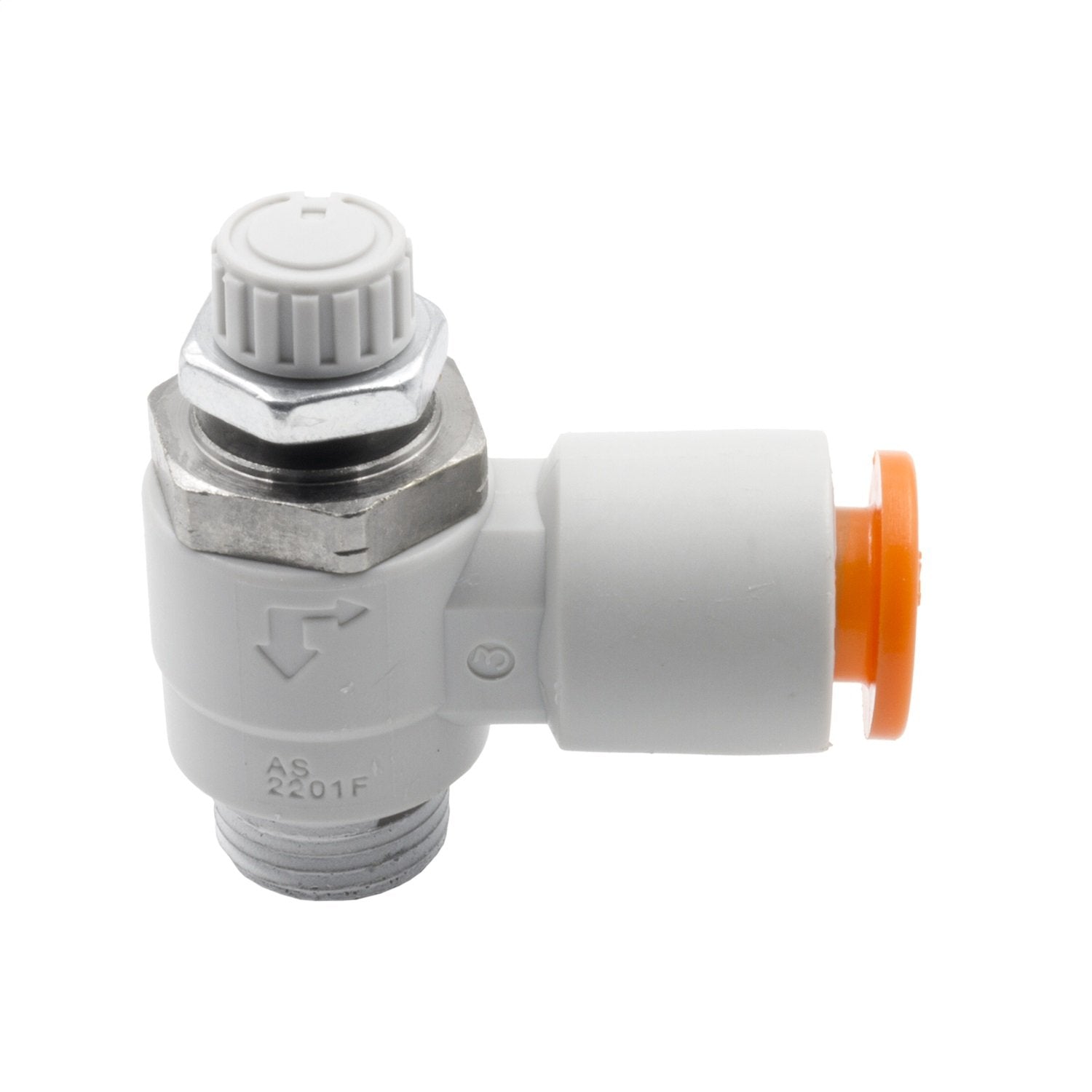AutoMeter Needle Valve, NVRAMO Right Angle, 1/4" Od Quick Disconnect to 1/8" Npt (Meter Out)