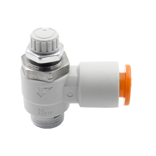AutoMeter Needle Valve, NVRAMO Right Angle, 1/4" Od Quick Disconnect to 1/8" Npt (Meter Out)