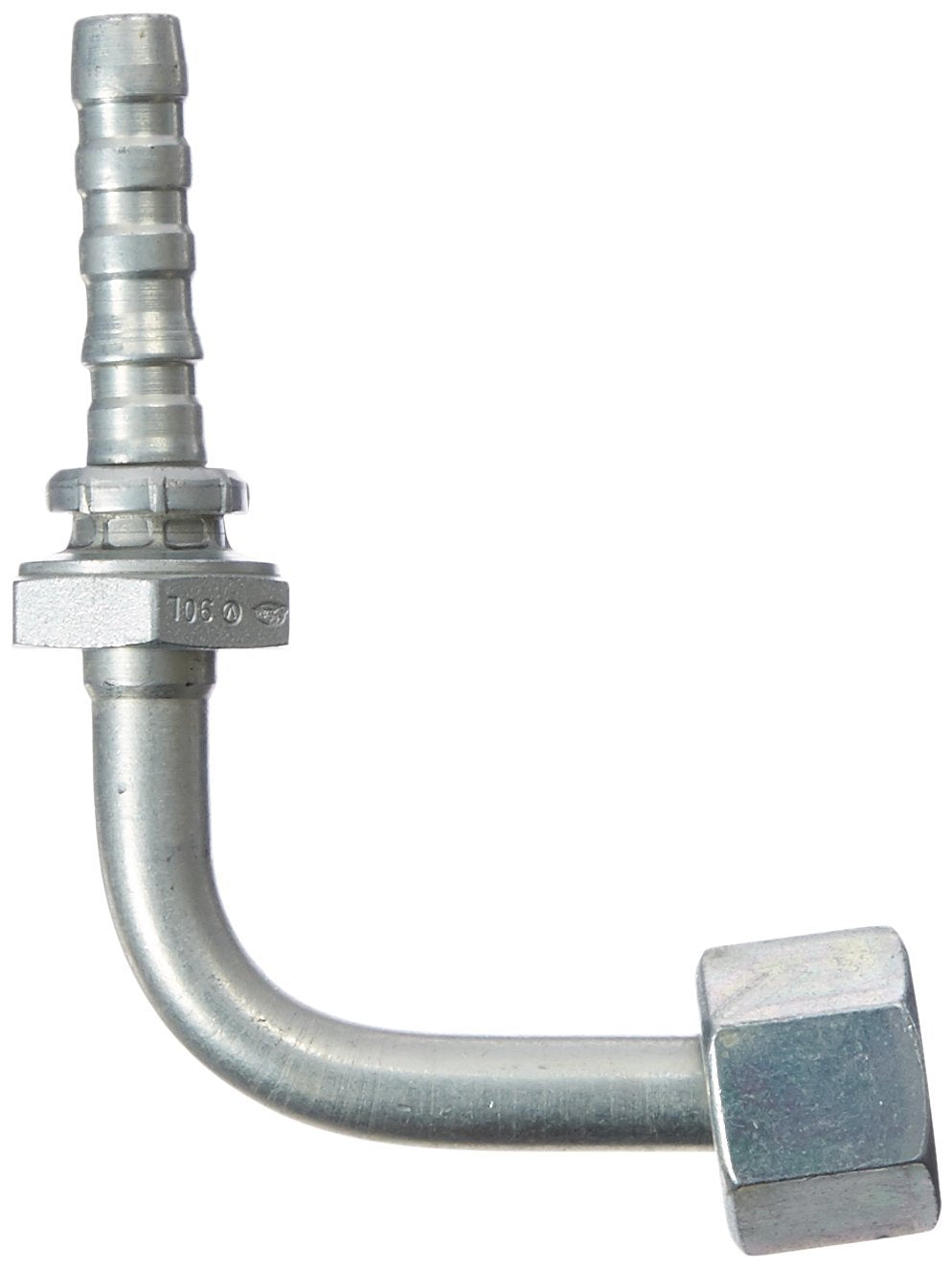 GlobalSpiral Gates 6GS-6FFORX90L Couplings, Female Flat-Face O-Ring Swivel, Zinc Plated Carbon Steel, 3.35", 90° Bent Tube, 3/8" ID