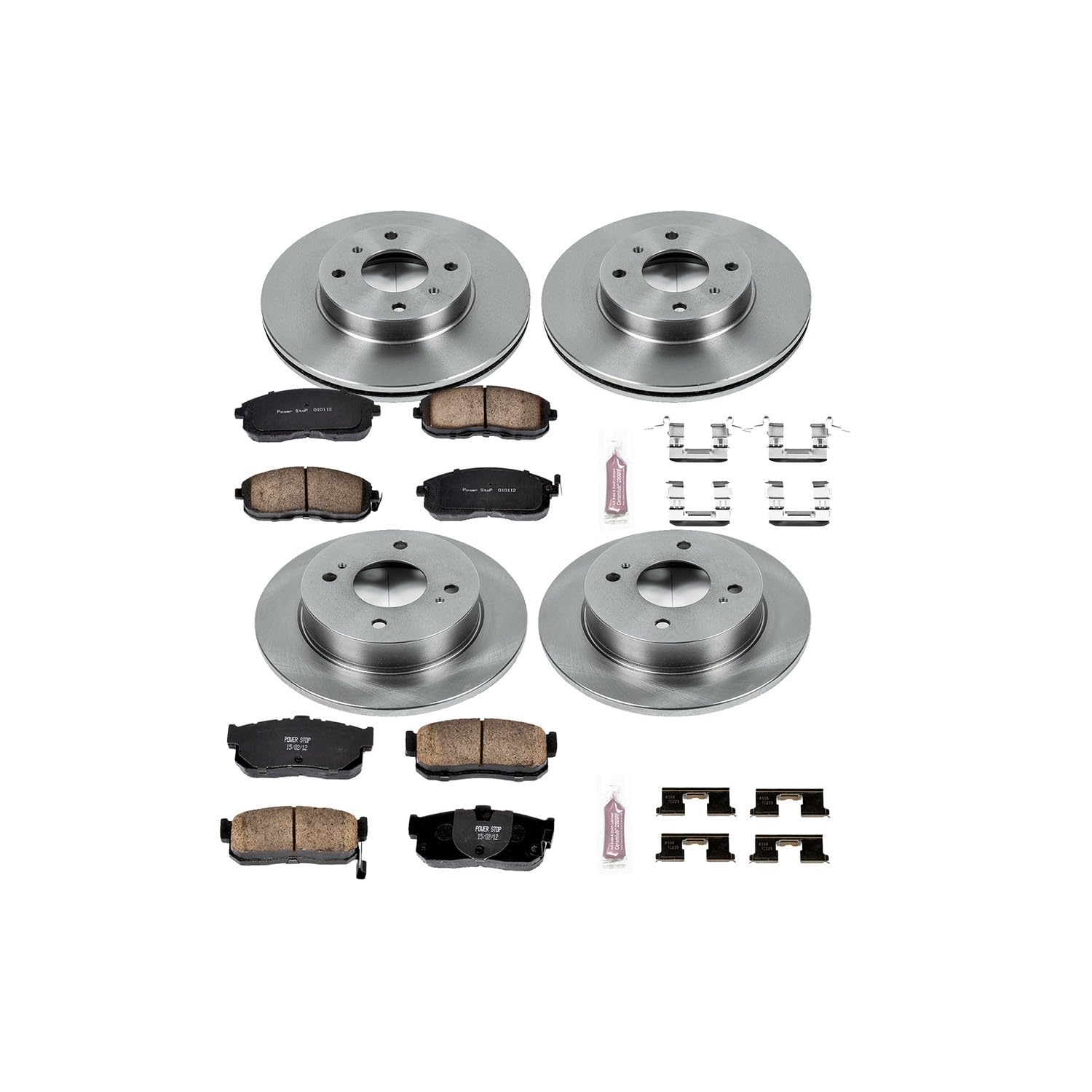 POWERSTOP Autospecialty KOE750 Front and Rear Replacement Brake Kit-OE Brake Rotors & Ceramic Brake Pads