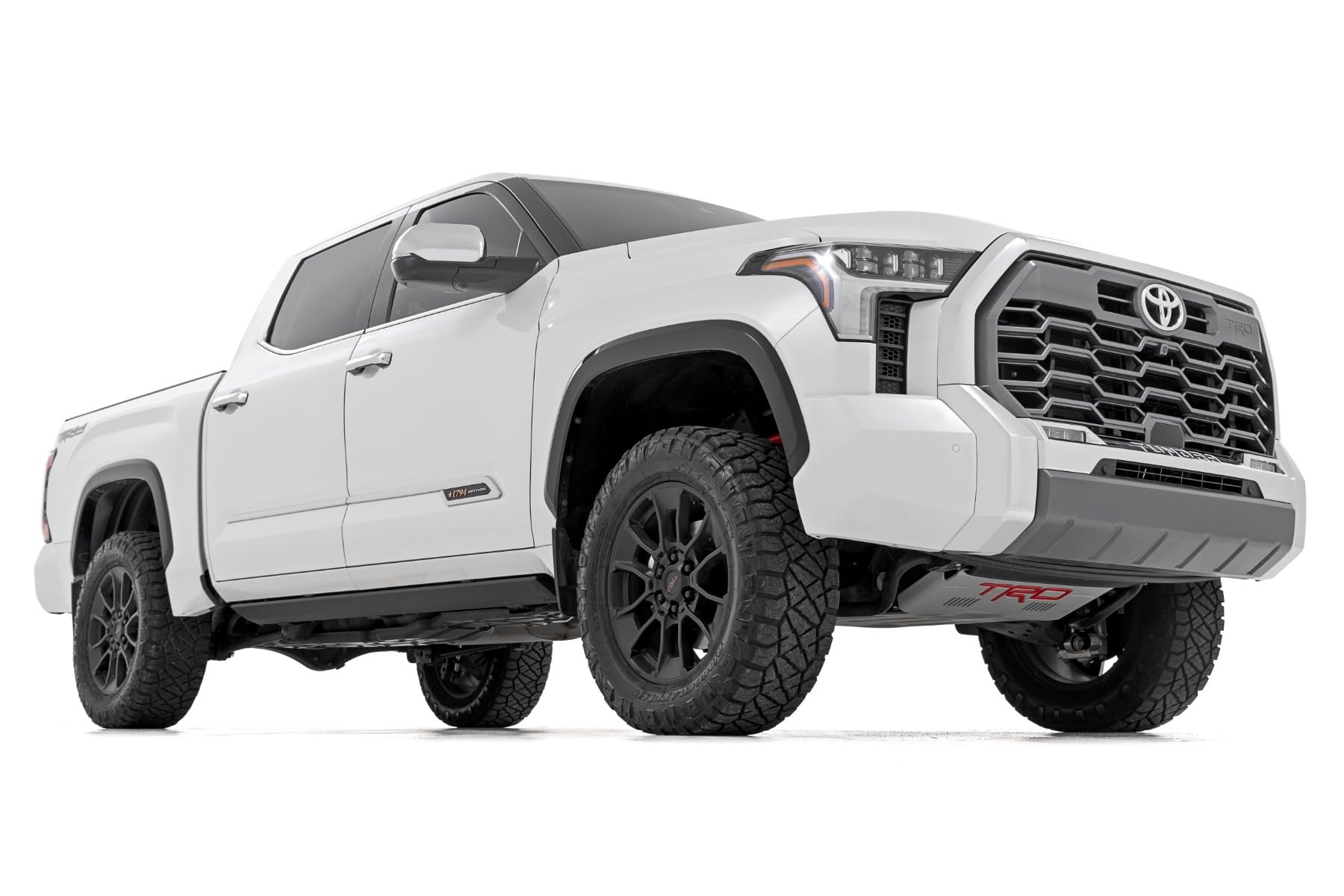 Power Running Boards Rough Country for Toyota Tundra (2022-2026) CrewMax - Dual-Motor Electric Retractable Side Steps with LED Truck Step Lights