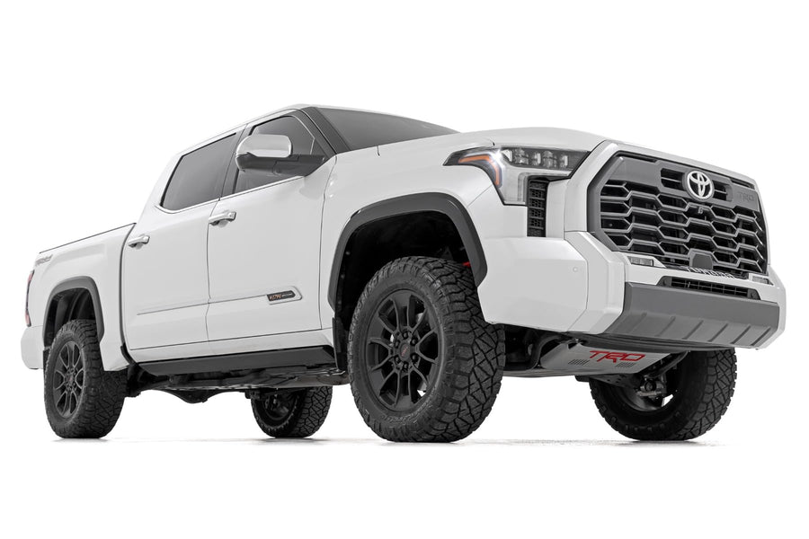 Power Running Boards Rough Country for Toyota Tundra (2022-2026) CrewMax - Dual-Motor Electric Retractable Side Steps with LED Truck Step Lights