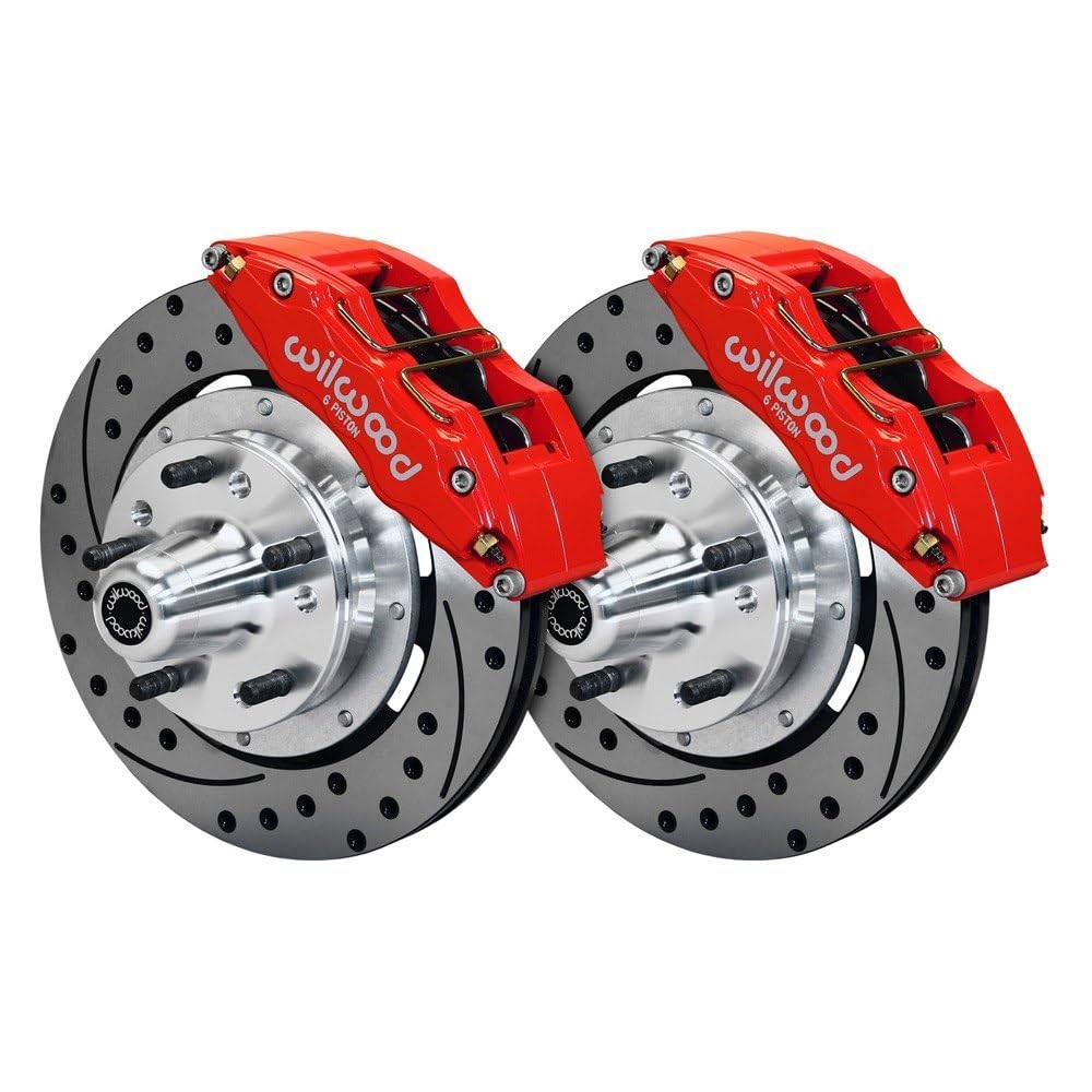 WILWOOD 140-12946-DR 12.19" Front Kit, Drilled, Red FDL 69-70 Impala Drum/Disc, 69-82 Vette