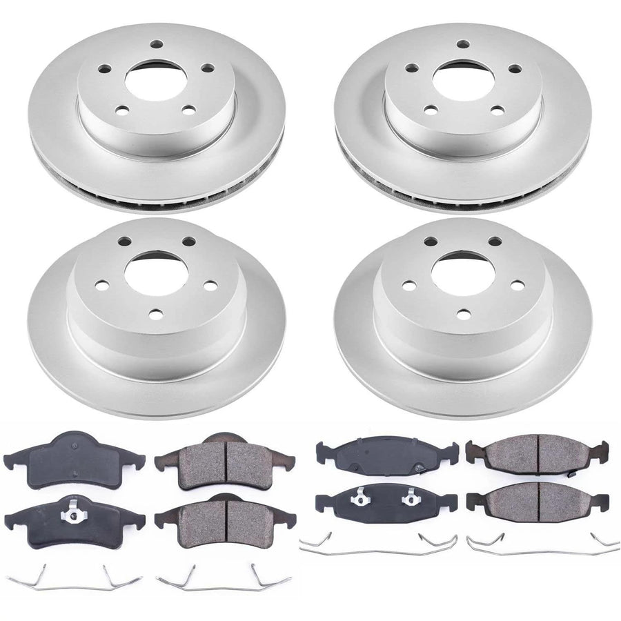 Power Stop CRK2148 Brake Rotor & Coated Ceramic Brake Pads- front & rear For Jeep Grand Cherokee 1999-2002 [Model Specific]