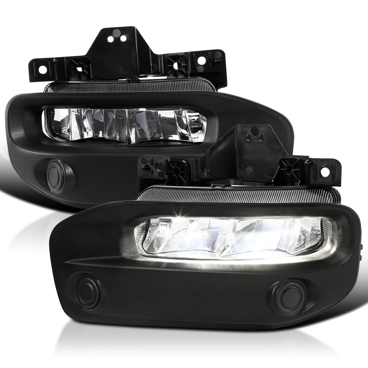 Fog Lights Spec-D Tuning Chrome LED + Switch + Bezels Compatible with 2020-2022 Dodge Ram 2500/3500, Left+Right Pair Fog Lamp Assembly