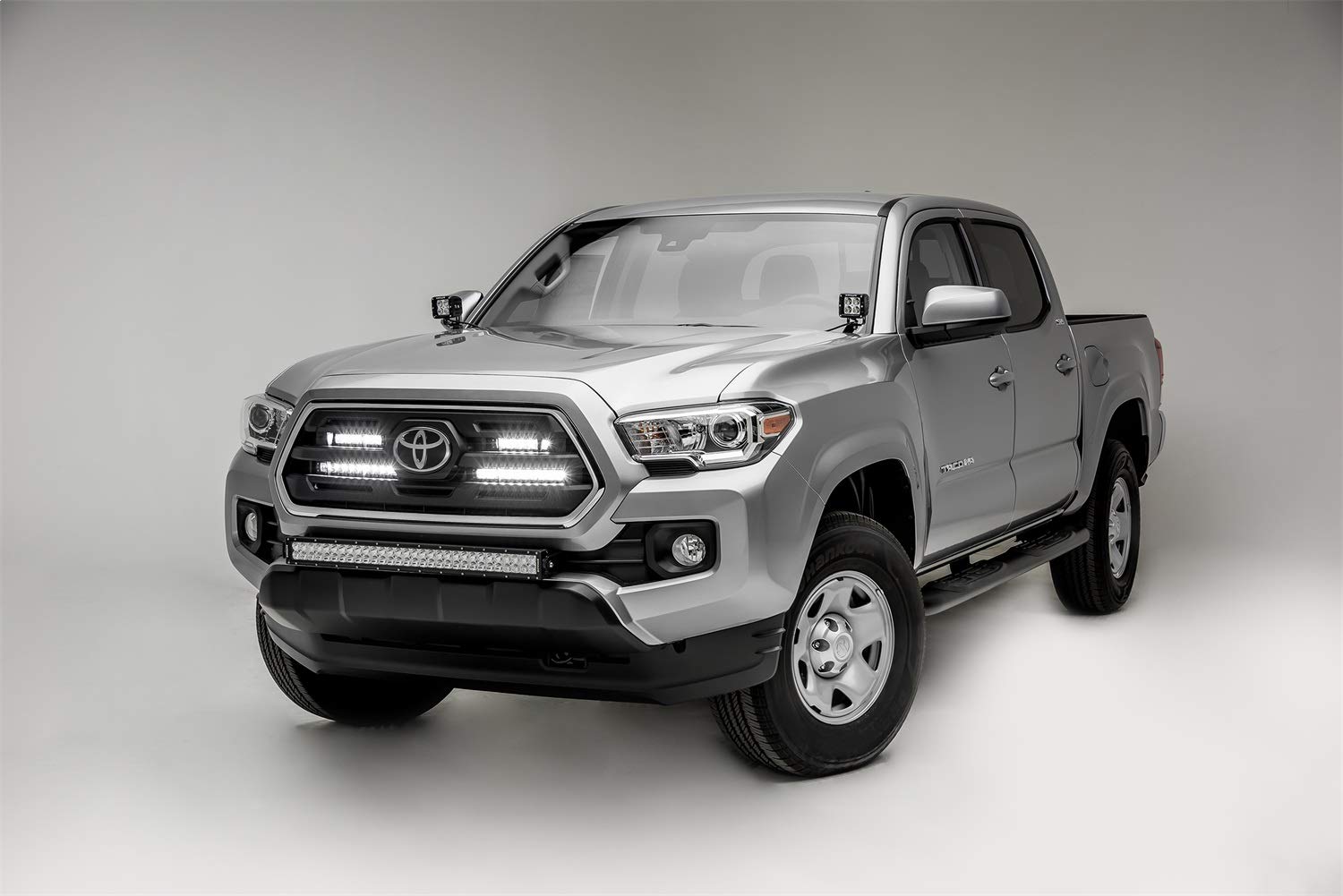 ZROADZ Black Front Bumper 2018-2022 Toyota Tacoma Front Bumper Center LED Kit with (1) 30 Inch LED Straight Double Row Light Bar - PN #Z329511-KIT-D