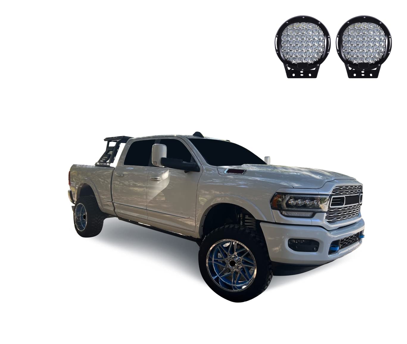Armour II Black Horse Roll Bar W/Basket Kit Bk Compatible with 00-24 Ram 2500/3500|01-24 Silverado 2500/3500 HD|00-24 F-150|17-24 Titan|01-24 Sierra 1500|07-24 Tundra|01-24 GMC Sierra 1500/2500 HD