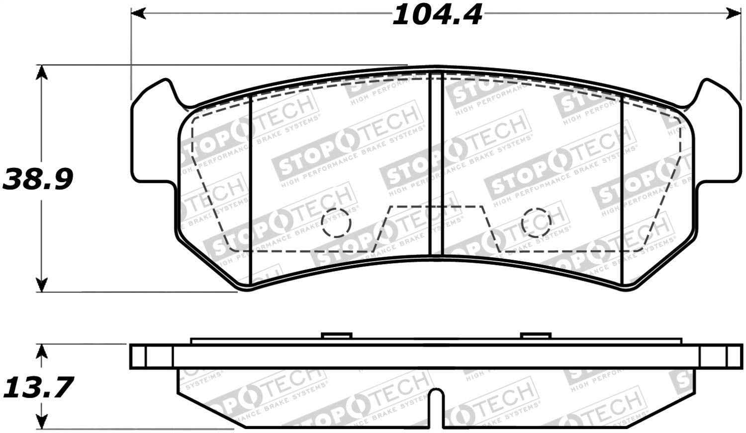 Rear StopTech 308.10360 Brake Pads with Shims and Hardware