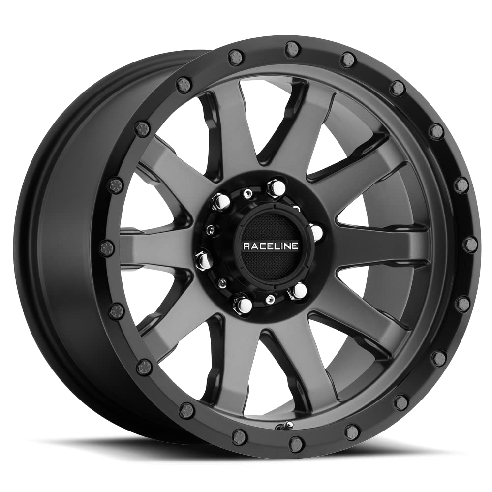 Gunmetal Raceline Wheels 934G CLUTCH Wheel 20X10"6X135 Bolt Pattern -19mm Offset/(4.75"B/S) 10 Spoke Aluminum Passenger Car Wheels, Full Size Replacement Gunmetal Car Rims