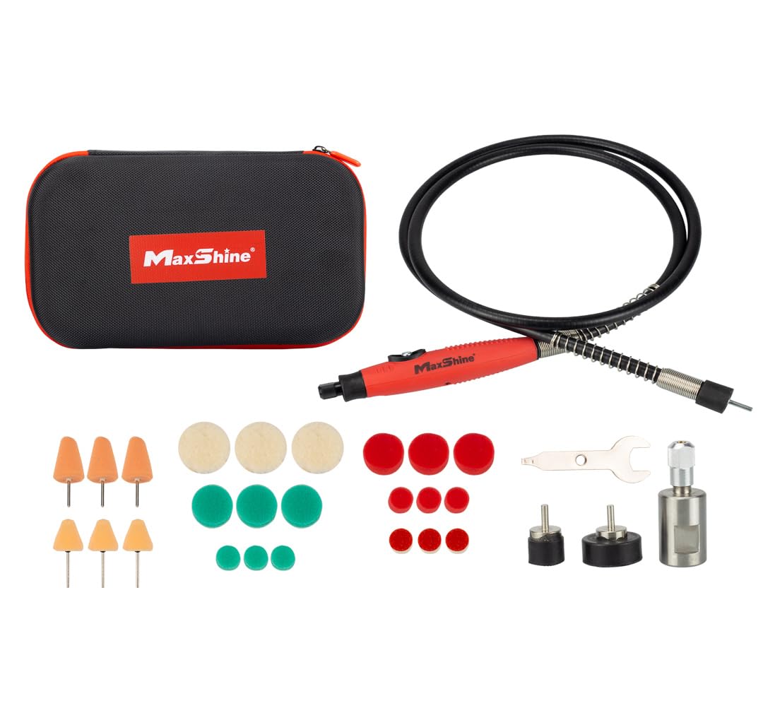 Maxshine Mini Polisher Professional (MN01) with 5/8” Adaptor - Polishes Car Headlamps, Brake Lights, Removes Grease - Auto Detailing Tool for Paint Protection, Swirl & Scratch Repair, Glossy Shine