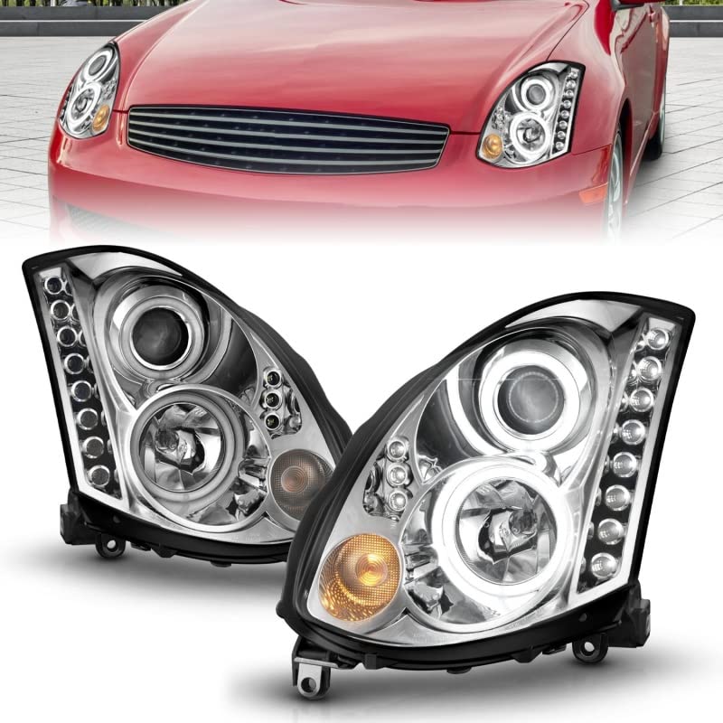 Projector Headlight Set ANZO USA w/CCFL Halo-Chrome 121364