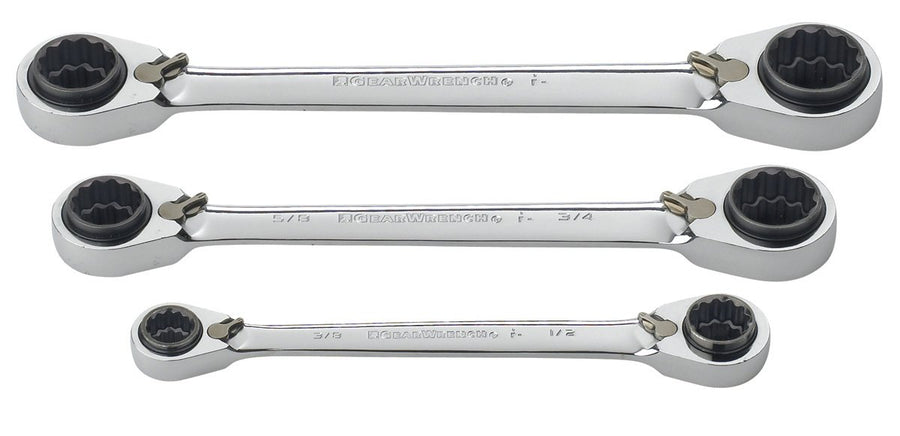 3 Pc. GEARWRENCH 12 Pt. QuadBox™ Reversible Ratcheting Wrench Set, SAE - 85204