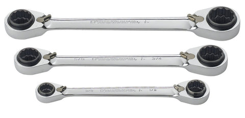 3 Pc. GEARWRENCH 12 Pt. QuadBox™ Reversible Ratcheting Wrench Set, SAE - 85204