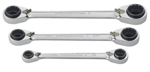 3 Pc. GEARWRENCH 12 Pt. QuadBox™ Reversible Ratcheting Wrench Set, SAE - 85204