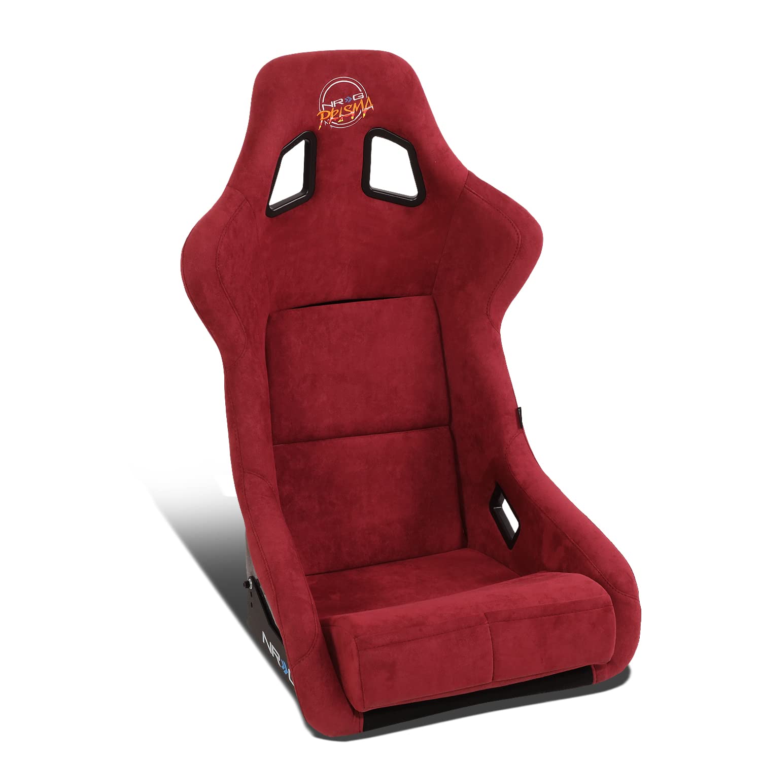 NRG Innovations Universal Fixed Back NRG-FRP-302MAR-PRISMA Bucket Racing Seat for 5-Point Harnesses, Size L, Maroon Alcantara Material, 24" W X 35" H X 18" D