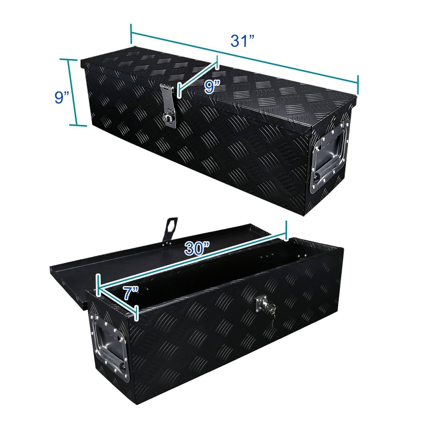 Heavy Duty Spec-D Tuning 31" Black Aluminum Tool Box Truck Pickup Underbody Storage + Handles