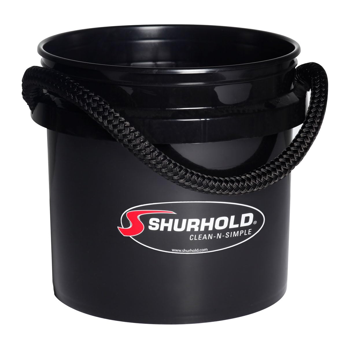 SHURHOLD 3.5 Gallon Heavy-Duty Molded Plastic World's Best Rope Handle Bucket, for Boats, Cleaning, Fishing, Storage, and Refuse - Black