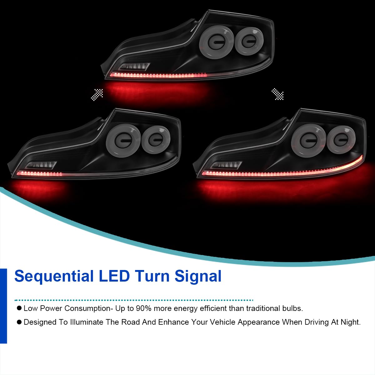 Full LED Tail Lights SPEC-D TUNING w/White Fiber Optic Halo Ring, Sequential Turn Signal, and Startup Animation Compatible with 2003-2007 Infiniti G35, Left + Right Pair Assembly