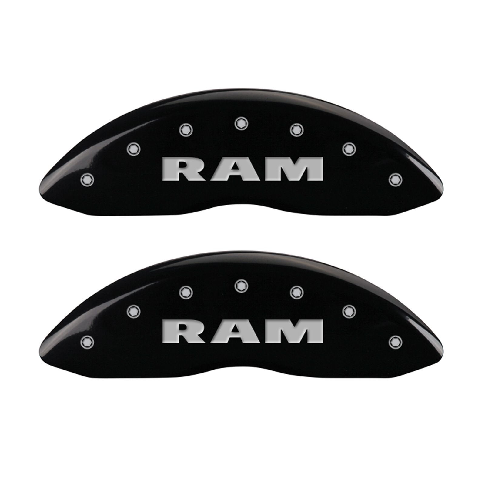 Caliper Covers MGP 12043SRAMBK 'RAM' Engraved with Black Powder Coat Finish and Silver Characters, (Set of 4)
