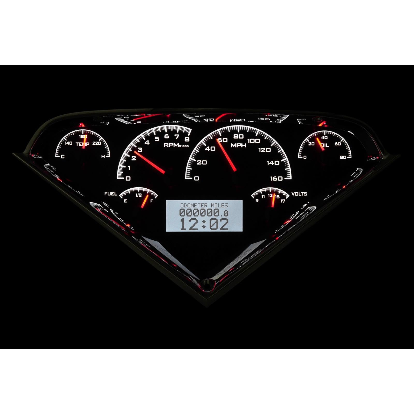 Dakota Digital 55 56 57 58 59 Chevy Analog Pickup Truck Dash Gauges Black Alloy White VHX-55C-PU-K-W