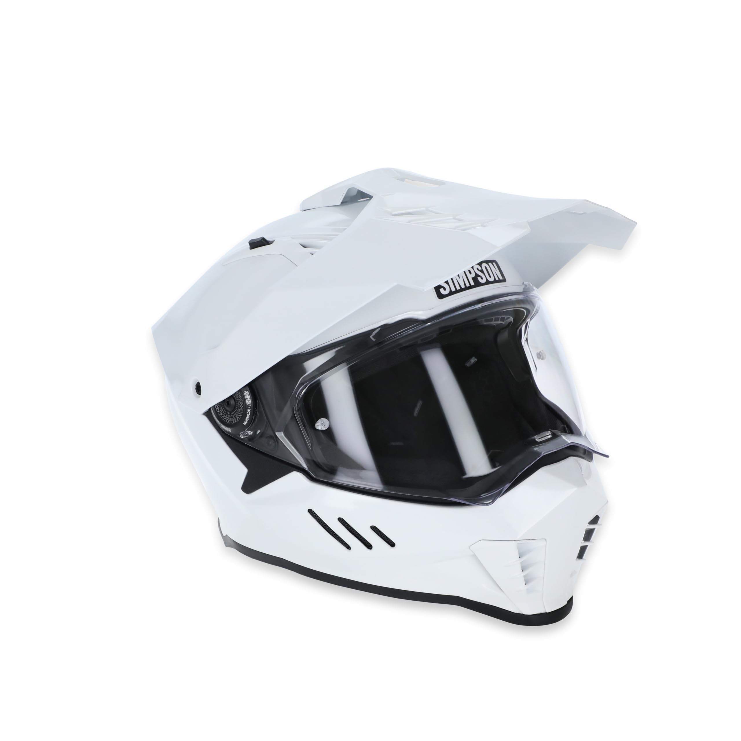 Simpson Motorcycle Xcursion Bandit Helmet - White - XS | Off Road Dirt Bike UTV Motocross ATV | Full Face | Removable Peak | Clear Pinlock Anti-Fog Visor Shield | DOT ECE Certified (XB1XS)