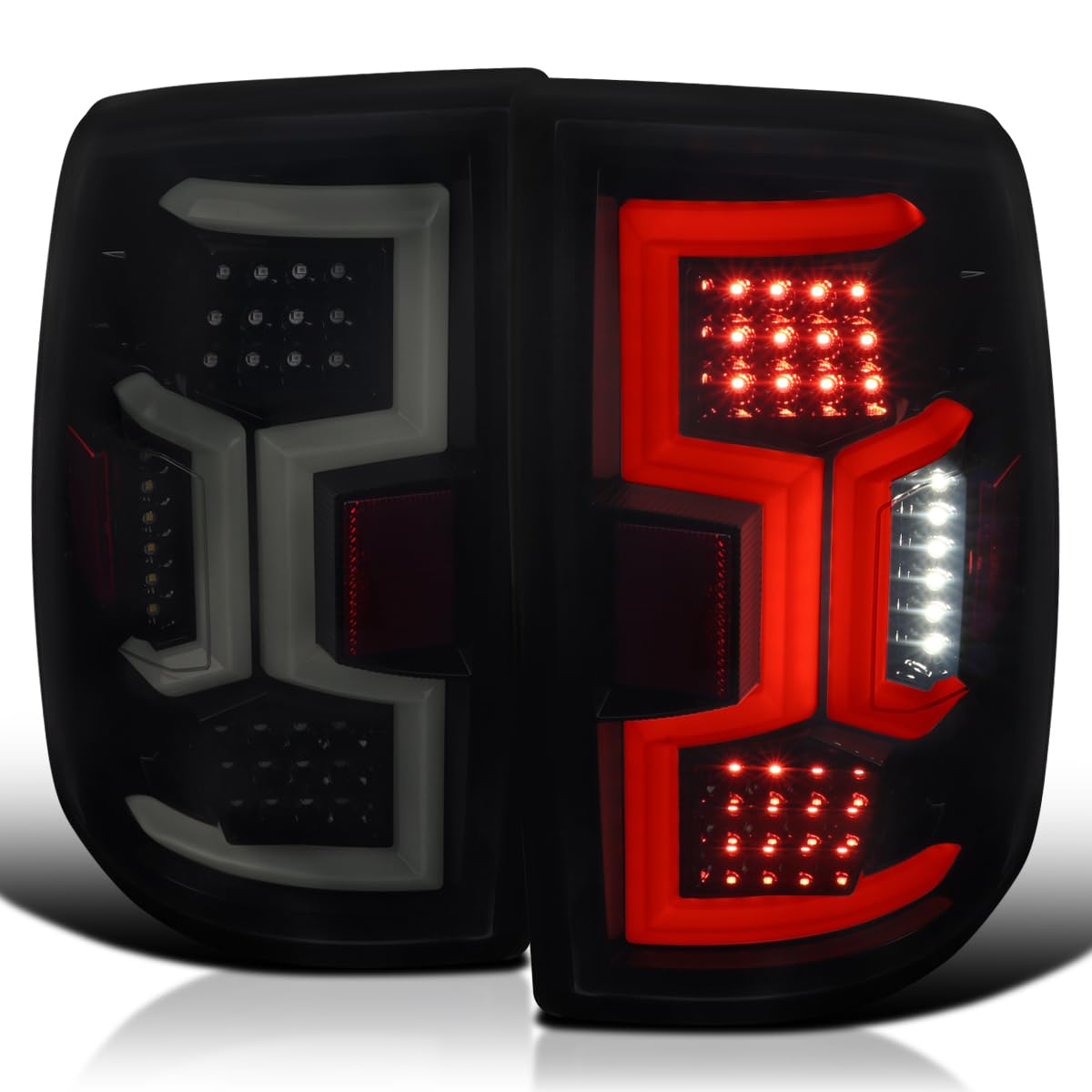 Glossy Black Smoke Tail Lights SPEC-D TUNING w/Fiber Optic Sequential LED Turn Signal Lights Compatible with 2019-2024 Dodge Ram 2500/3500
