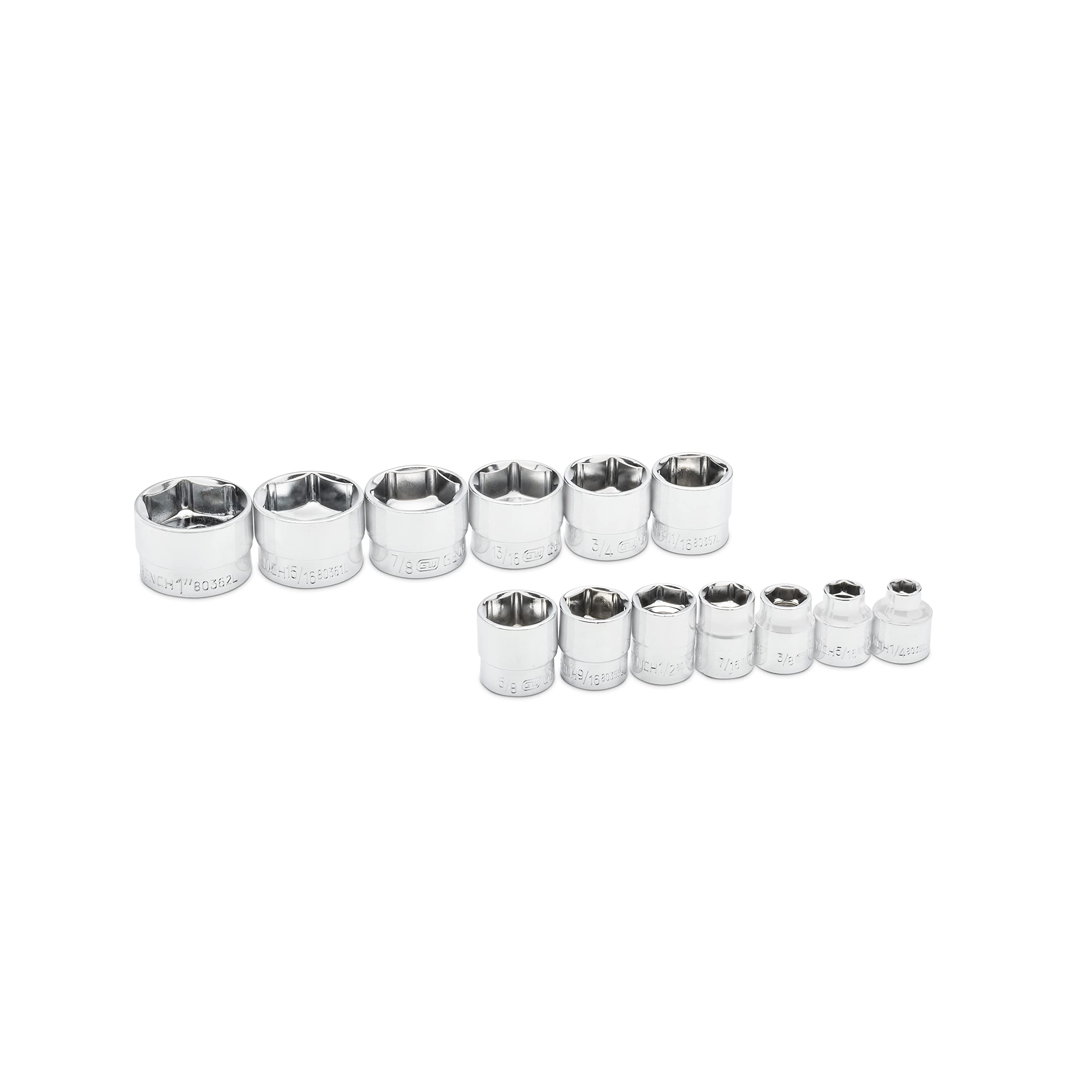 13 Piece GEARWRENCH 3/8" Drive 6 Point SAE Stubby Socket Set - 81397