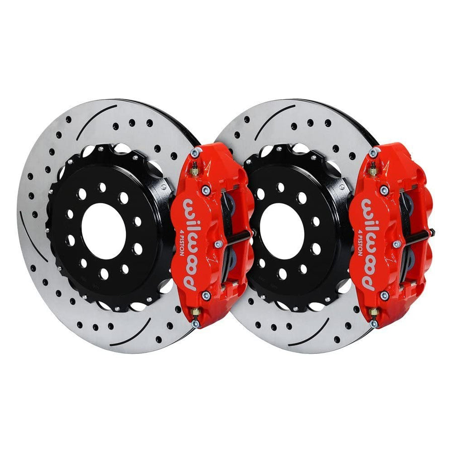 WILWOOD Rear Kit,140-13648-DR FNSL4R,14.00", Drilled, Red Morrison Multilink IRS (2010 Camaro Based)