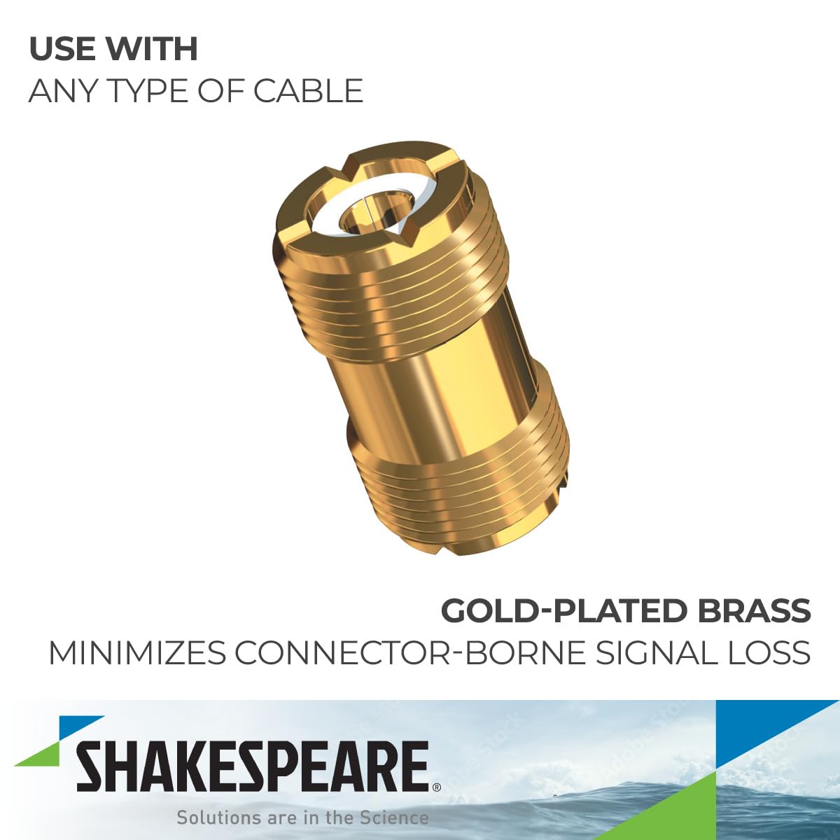 Barrel Connector Shakespeare PL-258-G for PL-259-Ended Cables, Golden